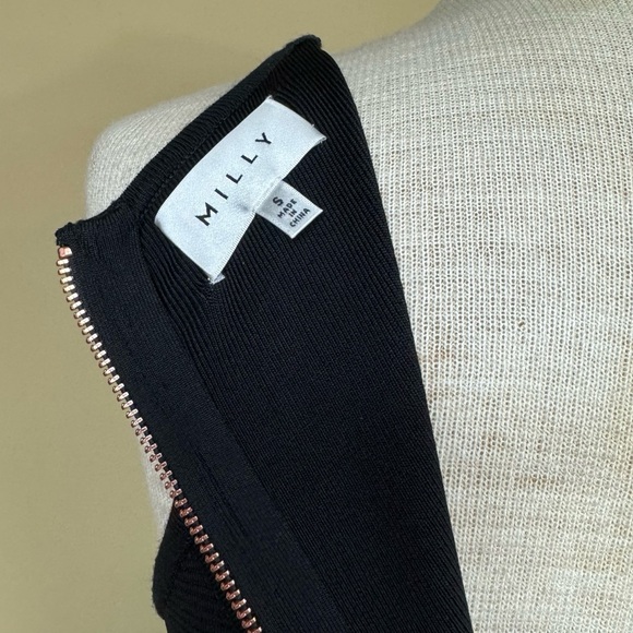 Milly Knit Paneled Sleeveless Fit & Flare Mini Dress in Black Size Small - Picture 9 of 14